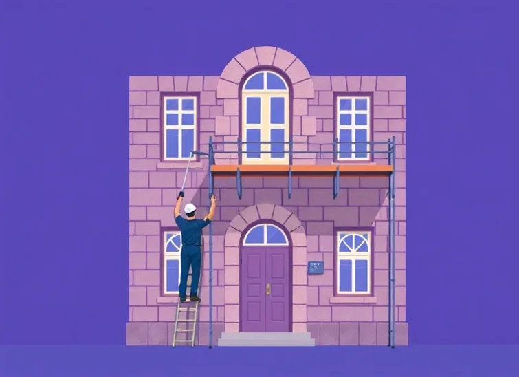 Ravalement de façade en pierre, nettoyage et application d'enduit